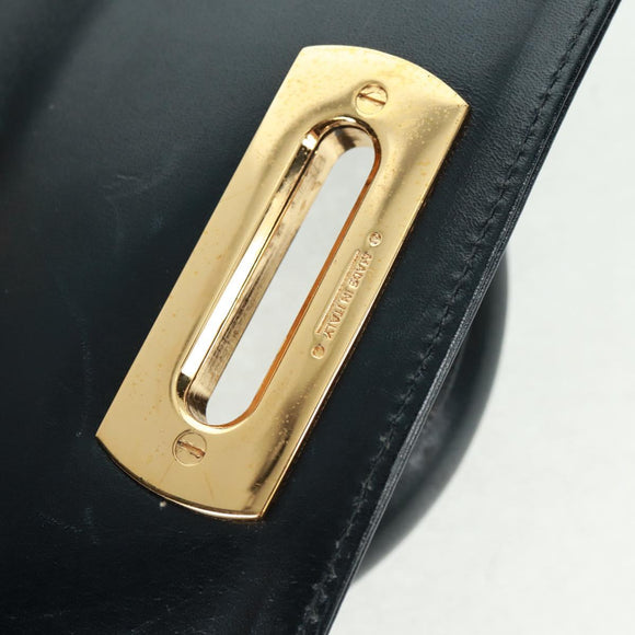Salvatore Ferragamo Gancini Hand Bag Leather 2way Navy Gold Auth 160979