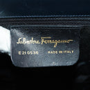 Salvatore Ferragamo Gancini Hand Bag Leather 2way Navy Gold Auth 160979-12