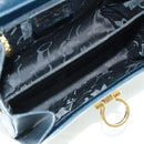 Salvatore Ferragamo Gancini Hand Bag Leather 2way Navy Gold Auth 160979-11