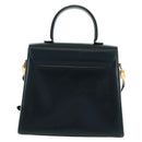 Salvatore Ferragamo Gancini Hand Bag Leather 2way Navy Gold Auth 160979-3
