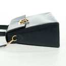 Salvatore Ferragamo Gancini Hand Bag Leather 2way Navy Gold Auth 160979-5