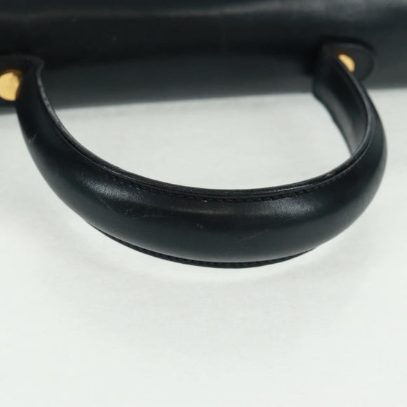 Salvatore Ferragamo Gancini Hand Bag Leather 2way Navy Gold Auth 160979