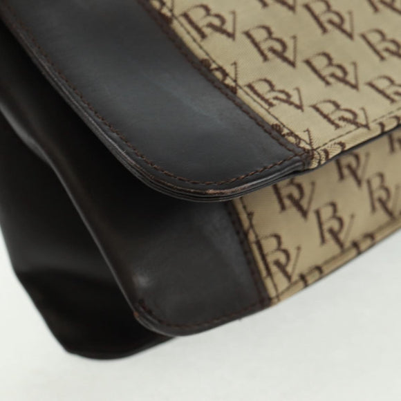 BOTTEGA VENETA Shoulder Bag Canvas Beige Gold Auth 160980