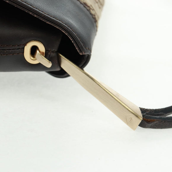 BOTTEGA VENETA Shoulder Bag Canvas Beige Gold Auth 160980