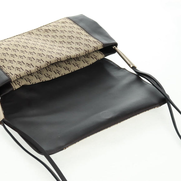 BOTTEGA VENETA Shoulder Bag Canvas Beige Gold Auth 160980