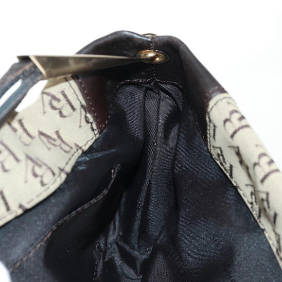 BOTTEGA VENETA Shoulder Bag Canvas Beige Gold Auth 160980