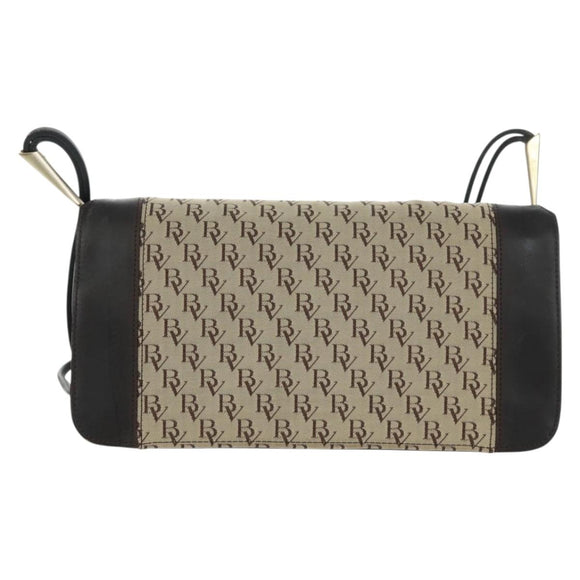 BOTTEGA VENETA Shoulder Bag Canvas Beige Gold Auth 160980