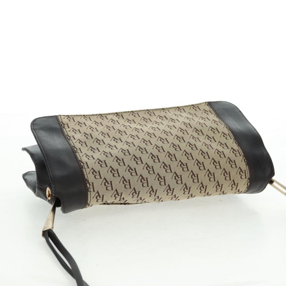 BOTTEGA VENETA Shoulder Bag Canvas Beige Gold Auth 160980