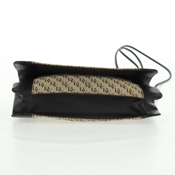 BOTTEGA VENETA Shoulder Bag Canvas Beige Gold Auth 160980