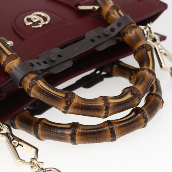 GUCCI Bamboo Diana Yuko Higuchi Bag Leather 2way Bordeaux 841487 Auth 160985SM