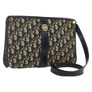 Christian Dior Trotter Canvas Shoulder Bag Navy Gold Auth 160990-1