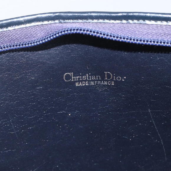 Christian Dior Trotter Canvas Shoulder Bag Navy Gold Auth 160990