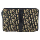 Christian Dior Trotter Canvas Shoulder Bag Navy Gold Auth 160990-2