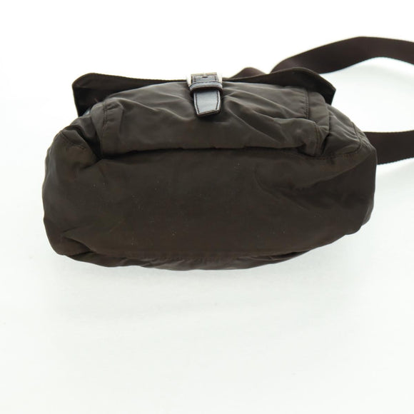 PRADA Shoulder Bag Nylon Khaki Silver Auth 160992