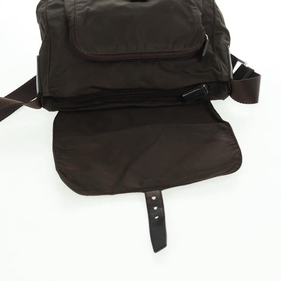 PRADA Shoulder Bag Nylon Khaki Silver Auth 160992