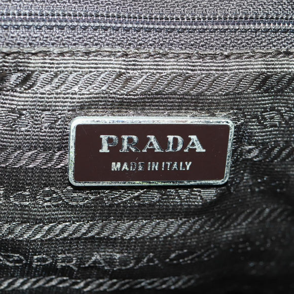 PRADA Shoulder Bag Nylon Khaki Silver Auth 160992