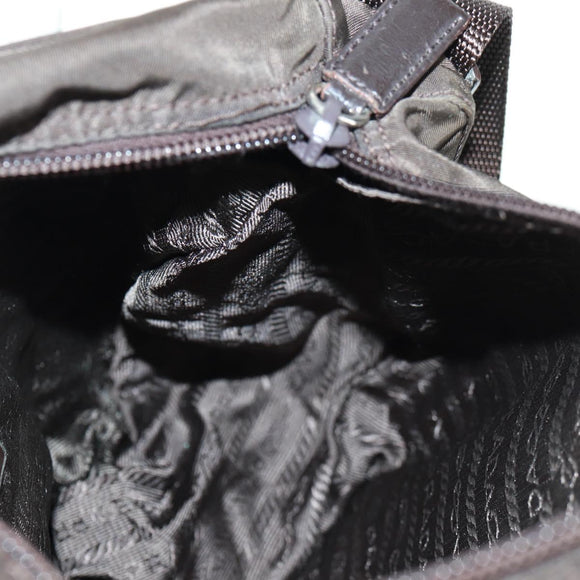 PRADA Shoulder Bag Nylon Khaki Silver Auth 160992