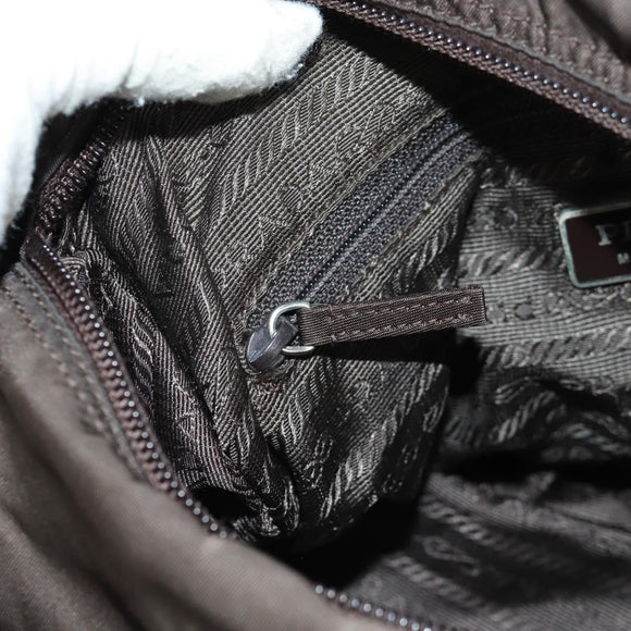 PRADA Shoulder Bag Nylon Khaki Silver Auth 160992