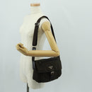 PRADA Shoulder Bag Nylon Khaki Silver Auth 160992-29