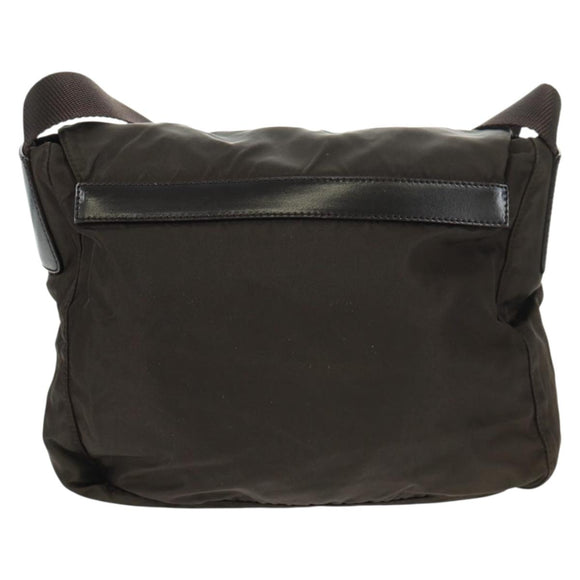 PRADA Shoulder Bag Nylon Khaki Silver Auth 160992