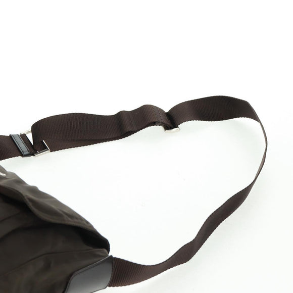 PRADA Shoulder Bag Nylon Khaki Silver Auth 160992