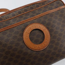 CELINE Macadam Canvas Circle Shoulder Bag PVC Leather Brown Gold Auth 161000-14