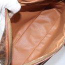 CELINE Macadam Canvas Circle Shoulder Bag PVC Leather Brown Gold Auth 161000-17