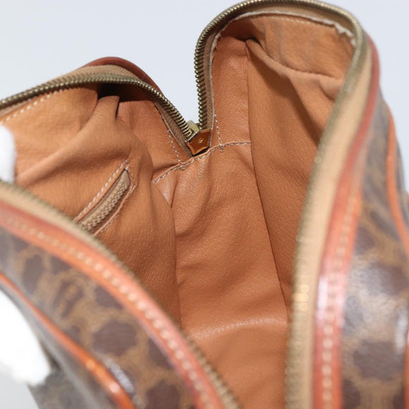 CELINE Macadam Canvas Circle Shoulder Bag PVC Leather Brown Gold Auth 161000