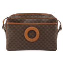 CELINE Macadam Canvas Circle Shoulder Bag PVC Leather Brown Gold Auth 161000-2