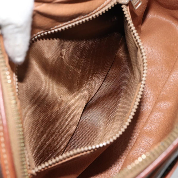 CELINE Macadam Canvas Circle Shoulder Bag PVC Leather Brown Gold Auth 161000