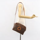 CELINE Macadam Canvas Circle Shoulder Bag PVC Leather Brown Gold Auth 161000-22
