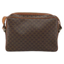 CELINE Macadam Canvas Circle Shoulder Bag PVC Leather Brown Gold Auth 161000-3