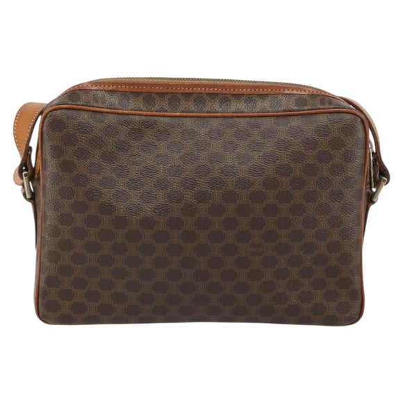 CELINE Macadam Canvas Circle Shoulder Bag PVC Leather Brown Gold Auth 161000