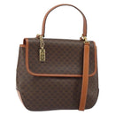 CELINE Macadam Canvas Hand Bag PVC Leather 2way Brown Gold Auth 161001-1