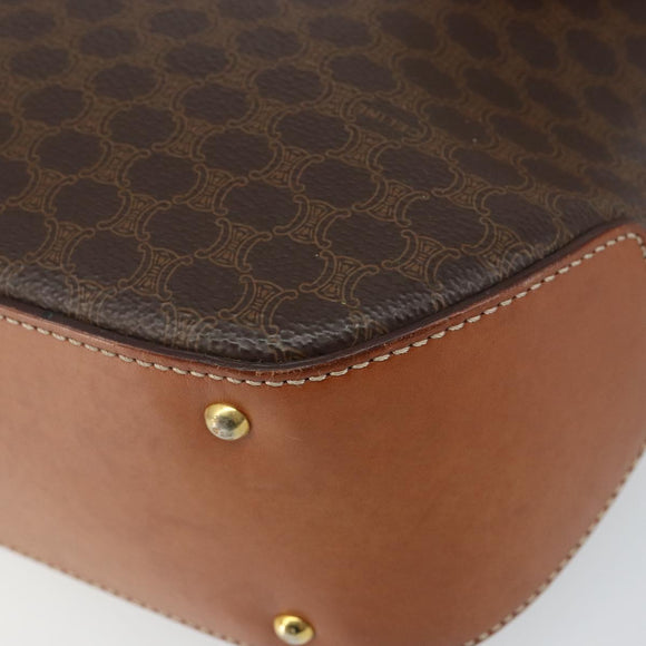CELINE Macadam Canvas Hand Bag PVC Leather 2way Brown Gold Auth 161001
