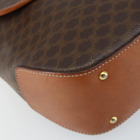 CELINE Macadam Canvas Hand Bag PVC Leather 2way Brown Gold Auth 161001