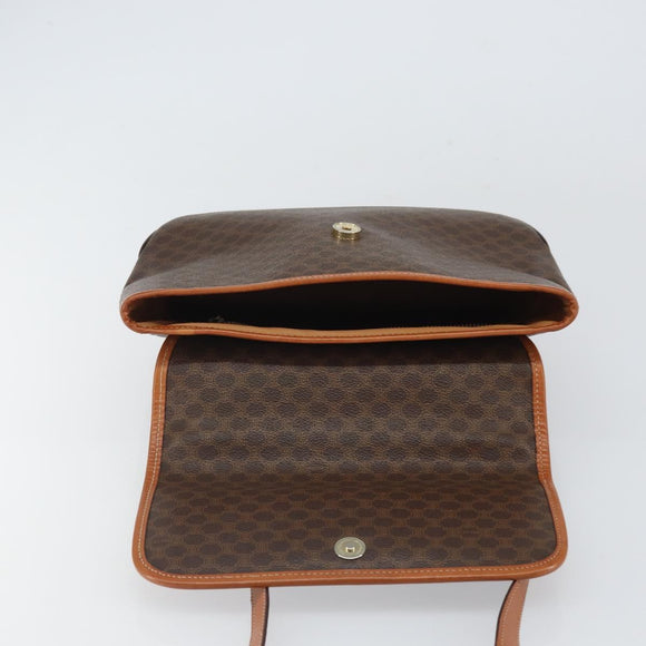 CELINE Macadam Canvas Hand Bag PVC Leather 2way Brown Gold Auth 161001
