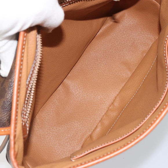 CELINE Macadam Canvas Hand Bag PVC Leather 2way Brown Gold Auth 161001
