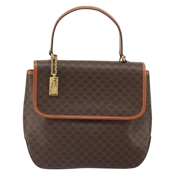 CELINE Macadam Canvas Hand Bag PVC Leather 2way Brown Gold Auth 161001