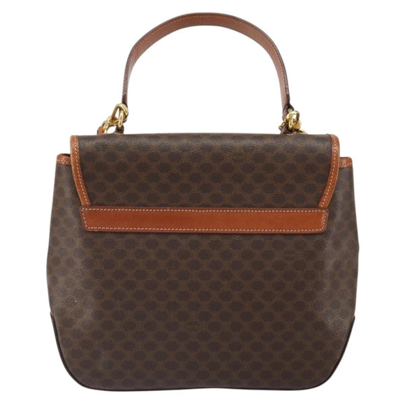 CELINE Macadam Canvas Hand Bag PVC Leather 2way Brown Gold Auth 161001