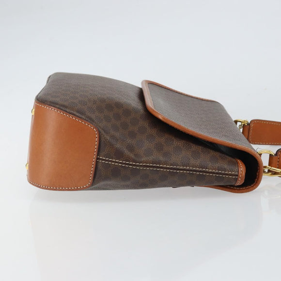 CELINE Macadam Canvas Hand Bag PVC Leather 2way Brown Gold Auth 161001