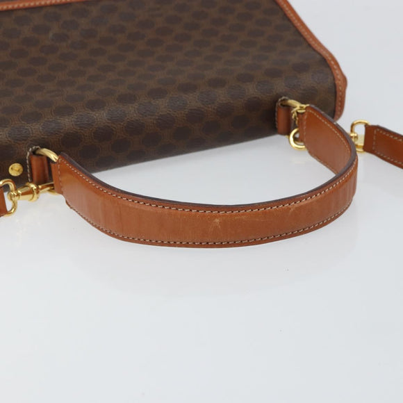 CELINE Macadam Canvas Hand Bag PVC Leather 2way Brown Gold Auth 161001