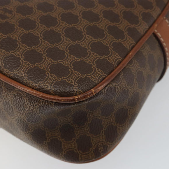 CELINE Macadam Canvas Shoulder Bag PVC Leather Brown Gold Auth 161002