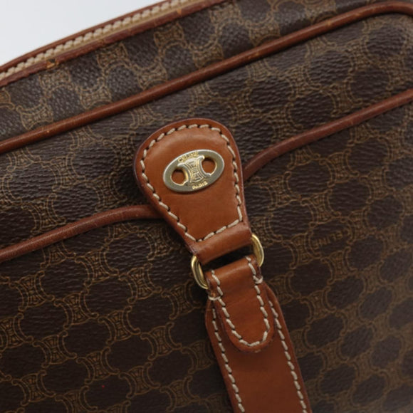 CELINE Macadam Canvas Shoulder Bag PVC Leather Brown Gold Auth 161002