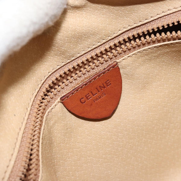 CELINE Macadam Canvas Shoulder Bag PVC Leather Brown Gold Auth 161002