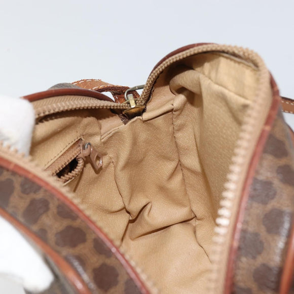 CELINE Macadam Canvas Shoulder Bag PVC Leather Brown Gold Auth 161002