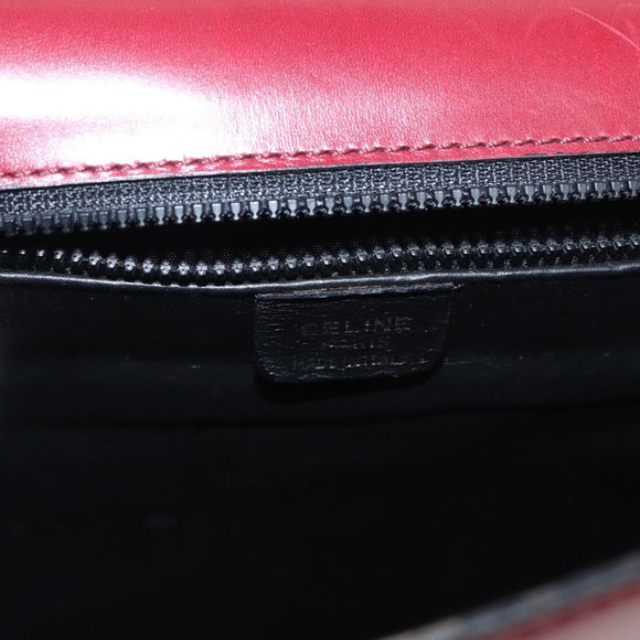 CELINE Handtas Leer Rood Goud Auth 161005