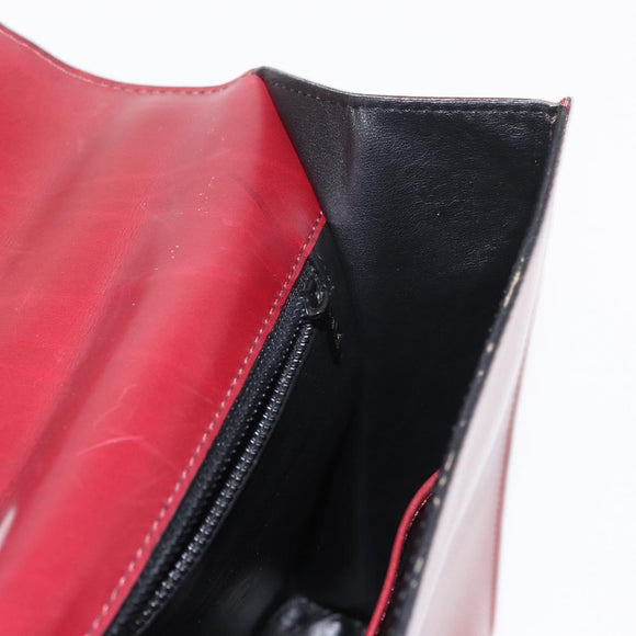 CELINE Handtas Leer Rood Goud Auth 161005