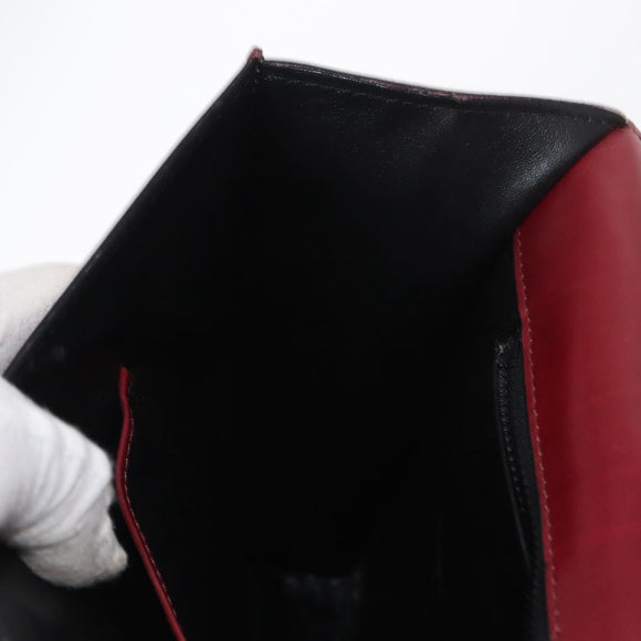 CELINE Handtas Leer Rood Goud Auth 161005