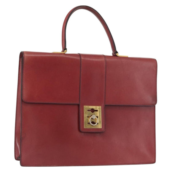CELINE Handtas Leer Rood Goud Auth 161005